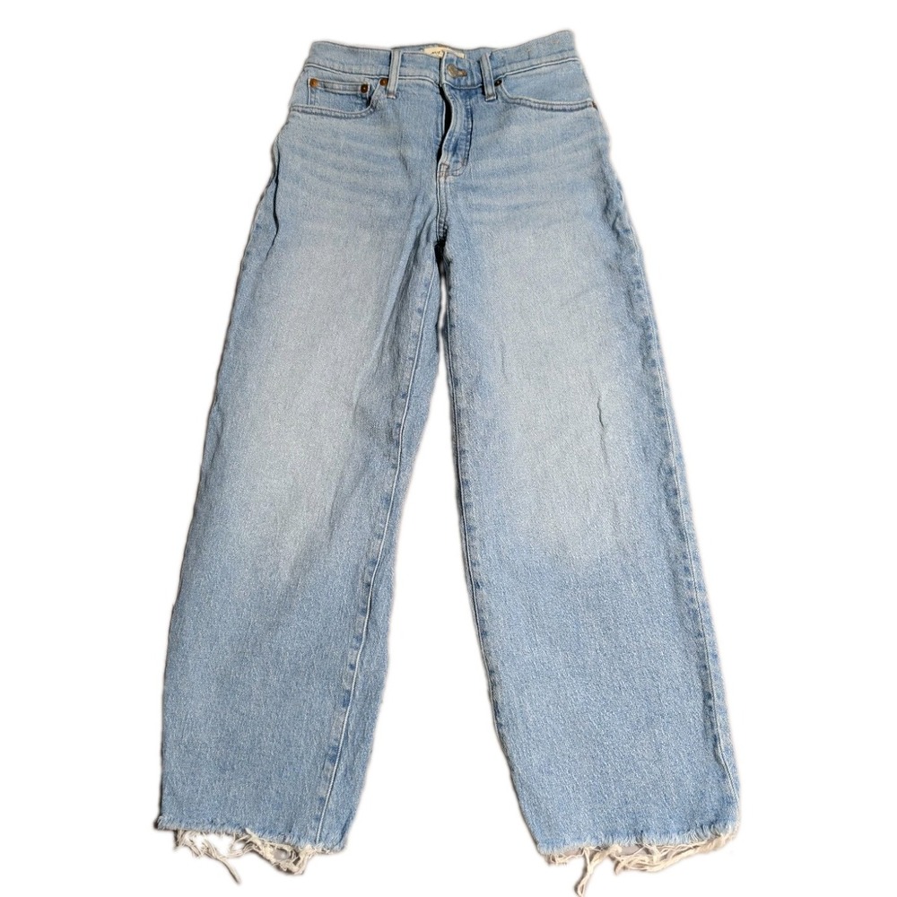 Madewell Perfect Vintage Wide Leg Crop Jeans Womens 26 Light Wash Raw Hem